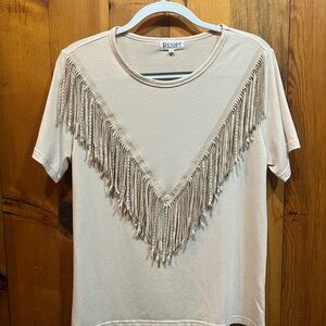 Beige Fringe Women's Top by